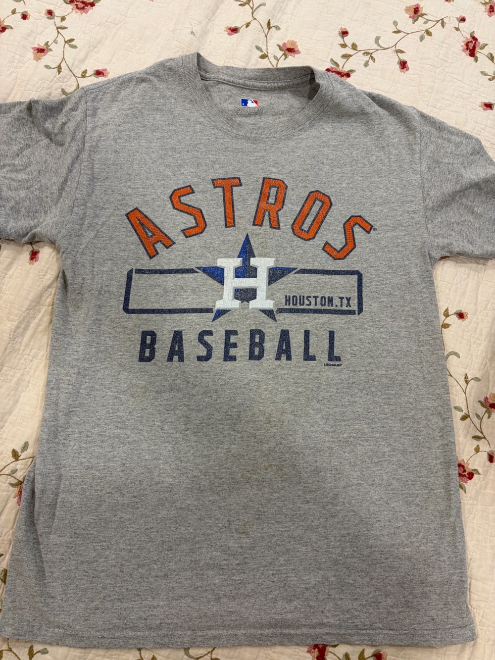 MLB Houston Astros Gray Tee with Orange and Navy Logo